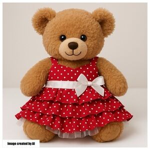 Build a Bear Red White Polka Dot Tiered Ruffle Dress